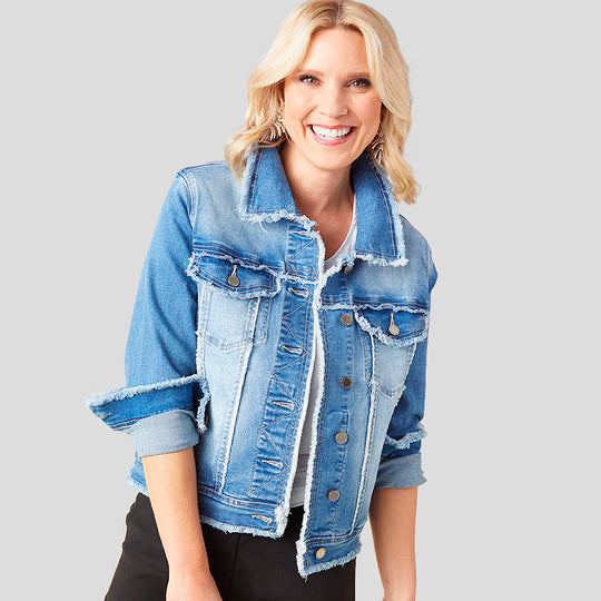 EverStretch Denim Jacket Fringe - Medium Denim banner