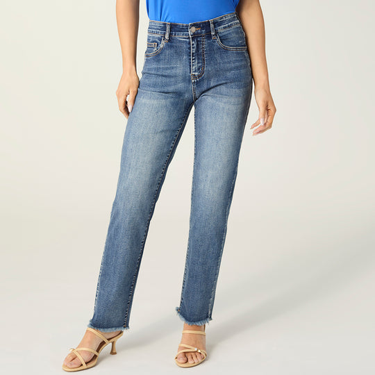 EverStretch Straight Leg with Raw Bottom - Medium Denim banner