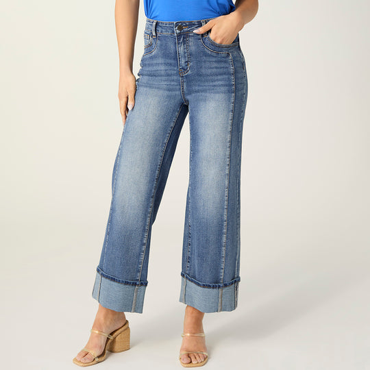 EverStretch Wide Ankle with Front Seam - Medium Denim banner