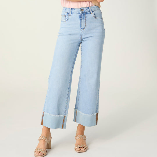 EverStretch Wide Leg Crop with Cuff - Light Denim banner